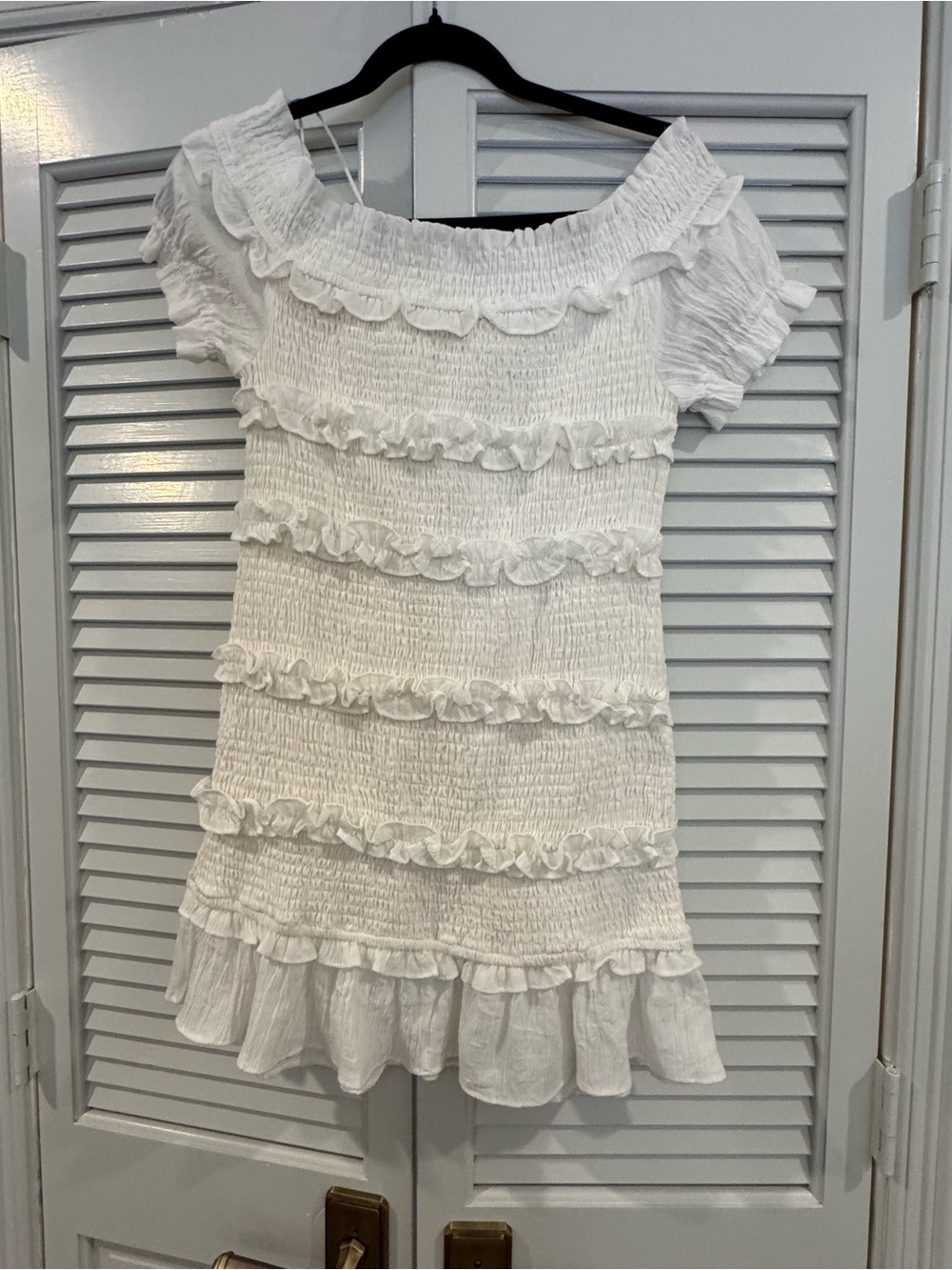 Papermoon White Ruffle Smocked Casual Girls' Dress